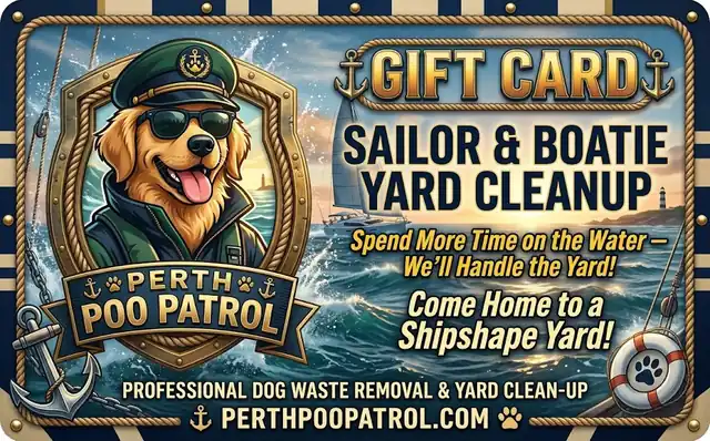 Perth Poo Patrol gift card design: Sailor and boatie