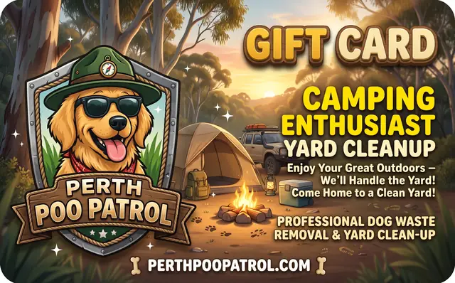 Perth Poo Patrol gift card design: Camping