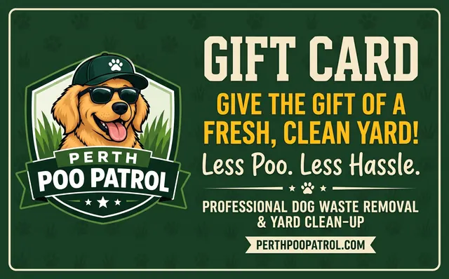Perth Poo Patrol gift card design: Classic green