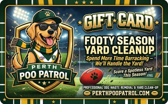 Perth Poo Patrol gift card design: Footy season