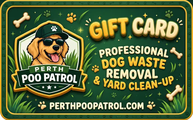 Perth Poo Patrol gift card design: Happy green