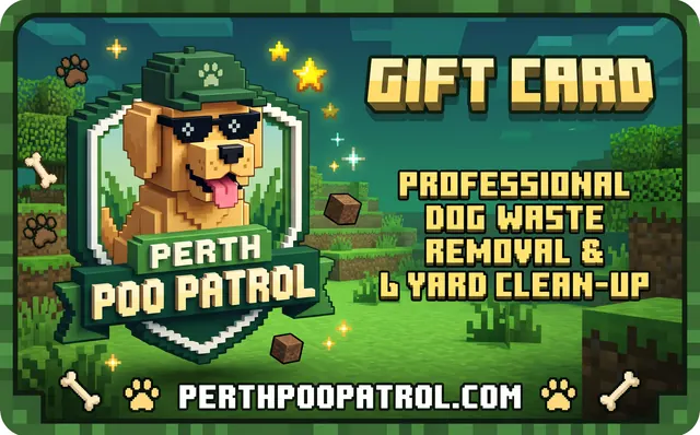 Perth Poo Patrol gift card design: Pixel blocks