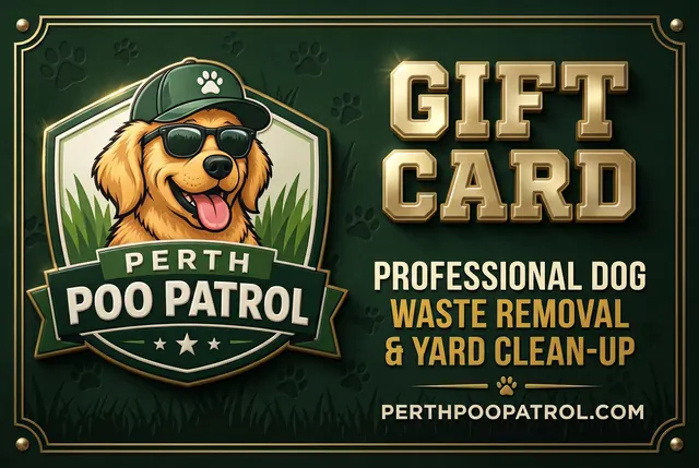 Perth Poo Patrol gift card design: Premium dark