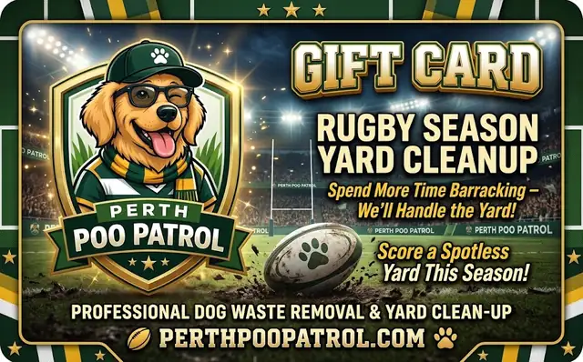 Perth Poo Patrol gift card design: Rugby season