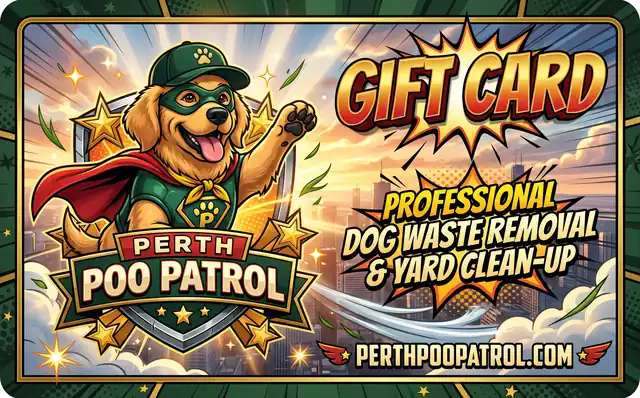 Perth Poo Patrol gift card design: Superhero