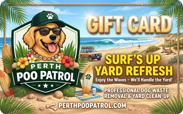 Perth Poo Patrol gift card design: Surf's up